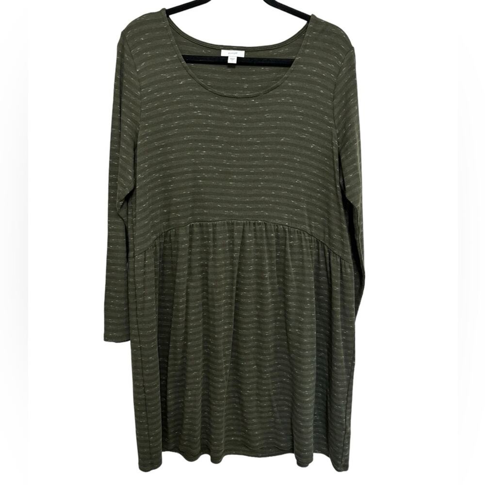 J. Jill PureJill Cotton Modal Long Sleeve Dress/Tunic in Olive Green - Size L